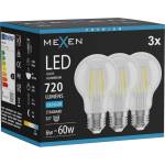 Mexen Vintis 3x LED нажежаема жичка крушка E27, A60, 6W, Студена - 6500K, 720 lm, прозрачна (L150-E27-0665-00x03)