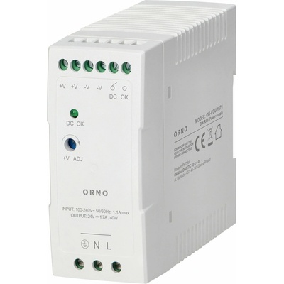 ORNO Priemyselný napájací zdroj na DIN lištu, 24 V DC, 2,5 A, 60 W, plastové puzdro