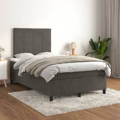 Petrashop 3143014 boxspring postel s matrací tmavě šedá samet