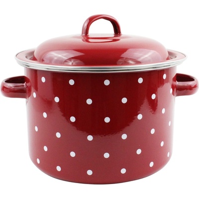 Elekom ТЕНДЖЕРА ЕК-2416 K - емайлирана, 7, 2 Литра, Червен цвят, Дебелина: 0, 7 мм, Ø24х16 cм, Индукционно дъно (EK-2416 K)