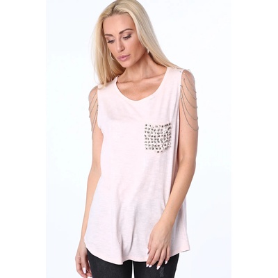 FASARDI Дамска блуза без ръкави в светлорозов цвят zz1120fa-zz1120_l. pink - Светлорозов, размер s
