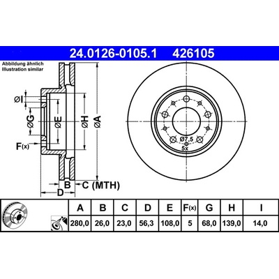 Brzdový kotouč ATE 24.0126-0105.1