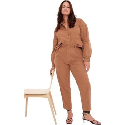 GAP PLEATED TAPERED CORD Dámské kalhoty béžová