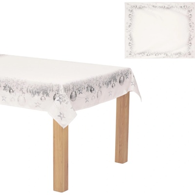 Autronic Ubrus s vánočním motivem vánoční koule na bílém podkladu 130x220 cm. UBR081-5 sada 2 ks