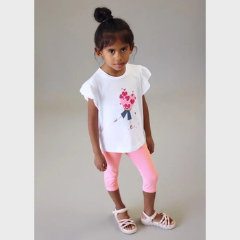 Mayoral Комплект 2 клина 7/8 в тъмно и светло розово и бяла тениска за мини момиче Mayoral