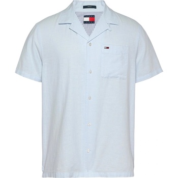 Tommy Hilfiger Риза Tommy Jeans Men's Linen Blend Short-Sleeve Plain Shirt - Sweet Blue