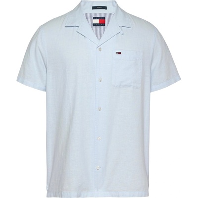 Tommy Hilfiger Риза Tommy Jeans Men's Linen Blend Short-Sleeve Plain Shirt - Sweet Blue