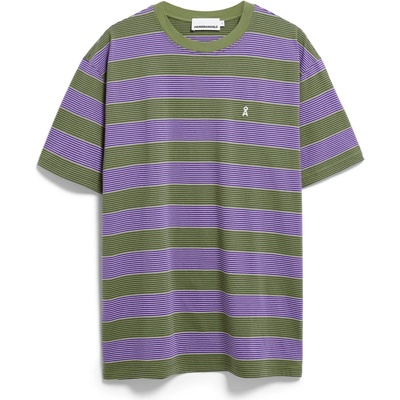 Armedangels Мъжка тениска ARMEDANGELS Maarkos Multi Stripes T-shirt - Pungent Purple / Fatigue Green (216-8461-0112)