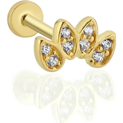 Lillian Vassago Originální zlatý piercing labreta zdobená zirkony LLV92-GPI018LB