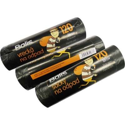 Balis Vrecia na odpad HDPE 120 l 18 μm 10ks čierna
