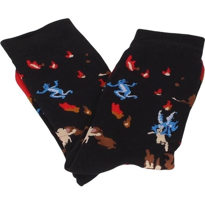 Мъжки чорапи в черно и червено с принт