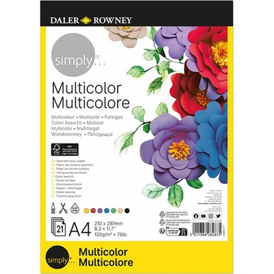 SIMPLY Multicolour Barevný skicovací blok 21 listů A4
