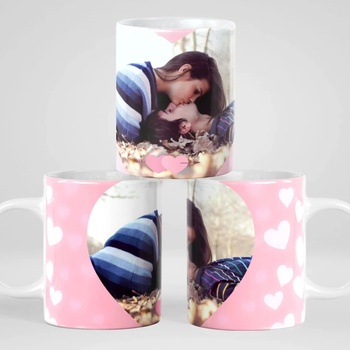 Image 1 of Art gift Чаша със снимка - Розова със сърца