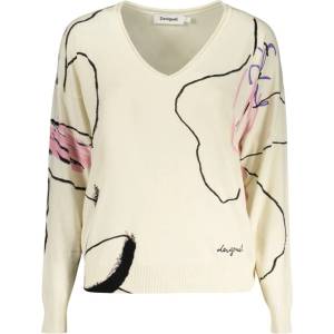 DESIGUAL Дамски пуловер desigual, Размер m, Цвят Бяло (26wwjf29_bi1022)