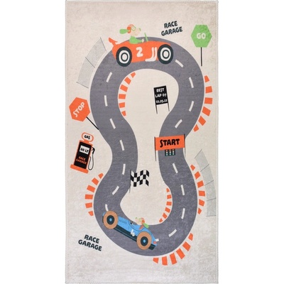 Vitaus Кремаво детско килимче за игра подходящо за пране 160x230 cm Race Garage - Vitaus (KRN-KID-2014-160x230)
