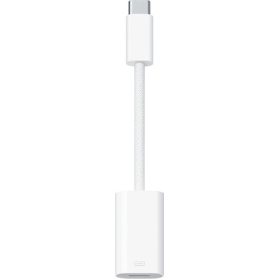 Apple USB-C to Lightning Adapter - оригинален адаптер от USB-C (мъжко) към Lightning (женско) за свързване на Apple устройства с USB-C порт (бял)