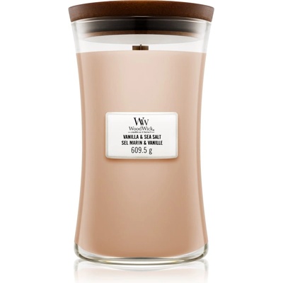 WoodWick Vanilla & Sea Salt ароматна свещ с дървен фитил 609.5 гр