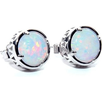 Rafity stříbrné s bílým opálem E0055PZ-16