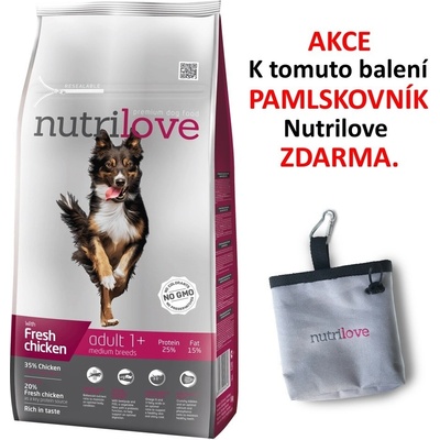 Nutrilove pes ADULT M fresh kuřecí 8 kg