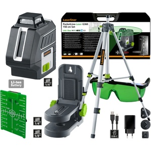 Laserliner Зелен линеен лазерен нивелир PocketLine-Laser G360 Set 150 см (036.723A)