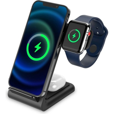 Tech-Protect Безжично зарядно Tech-Protect QI15W-A20, тройна поставка за безжично зареждане, 12V/2A, черно, защита от прегряване и пренапрежение (THP1390)