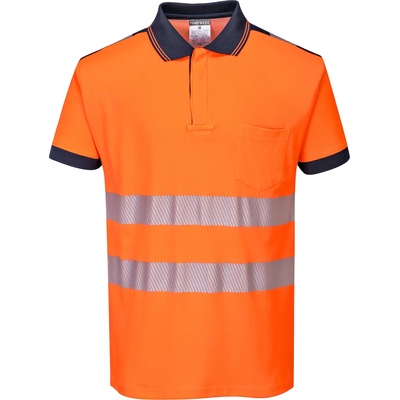 Portwest hi-vis pw3 t180 / Светлоотразителна поло тениска - hv Оранжево/Тъмносиньо xxxl (t180onrxxxl)