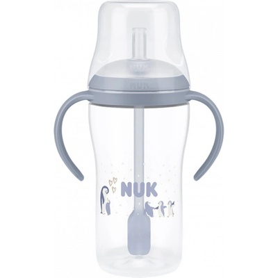 NUK Fľaštička na učenie so slamkou Perfect Match 260 ml Penguin