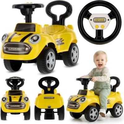 Sun Baby s tlačením a hudbou autíčko auto GO GO Fassion žltá