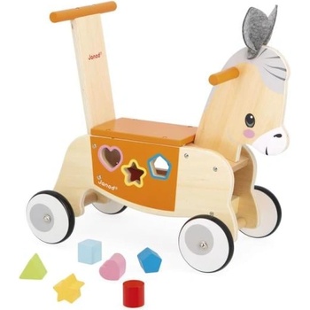 Janod Farm Дървено колело за бутане и проходилка Магаренце