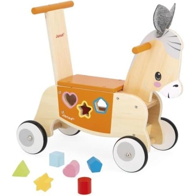 Janod Farm Дървено колело за бутане и проходилка Магаренце