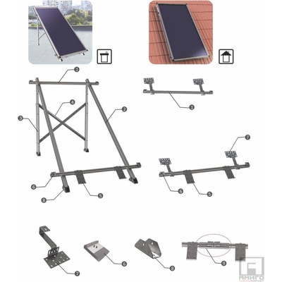 Sunsystem Поцинкована стойка за 2 слънчеви панела-колектора Sunsystem (stoika-pk-sl-fp-2)