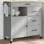 vidaXL Кухненска количка "MONZA" 84x40x88, 5 см сива борово дърво масив (376110)