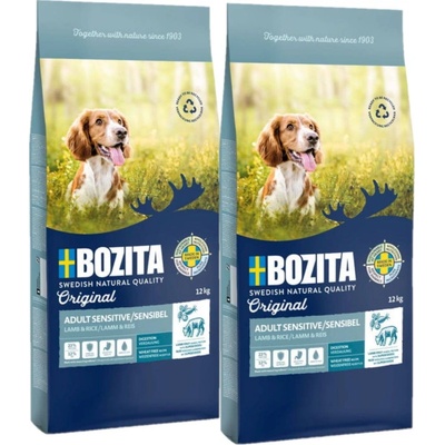 Bozita Original Sensitive Digestion jahňacie s ryžou bez pšenice 2 x 12 kg