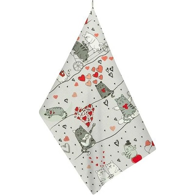 Bellatex Kočka 50 x 70 cm Šedá,Bílá,Červená