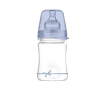 LOVI Шише Lovi - Baby Shower, стъклено, 150 ml, 0м+, синьо (74/104b)