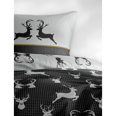 Bierbaum obliečky flanel 3923 Deer Grafit 135x200 80x80