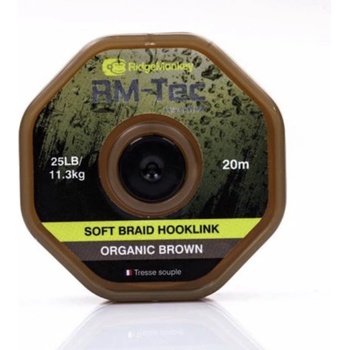 RidgeMonkey šňůra RM-Tec Soft Braid Hooklink 25lbs 20m Organic Brown