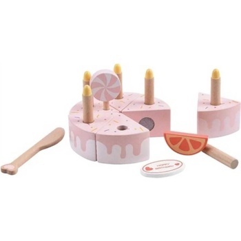Classic World Детска торта от дърво със свещички в пастелно розов цвят