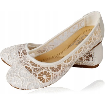 Balerínky krajkové lehké ecru ažurové krémové