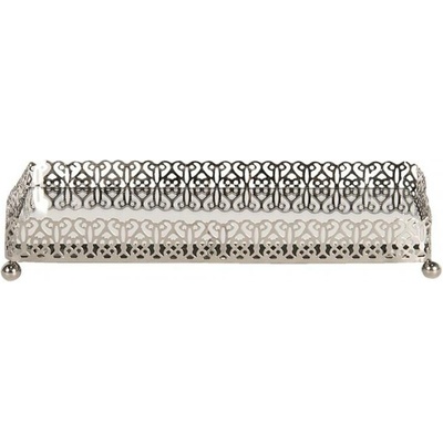 Stříbrný kovový obdélníkový tácek Silver – 20x10x3 cm
