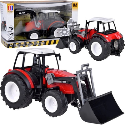 Double E Velký červený traktor s ramenem a velkými koly