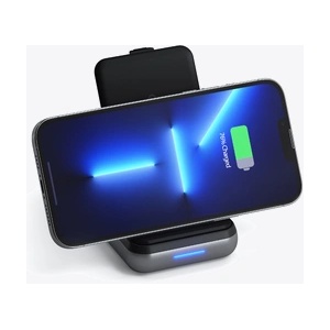 Satechi Duo Wireless Charger Power Bank Stand 10000 mAh Stand (Powerbank based for iPhone & Airpods) - Space Grey (ST-UCDWPBSM) - iStore