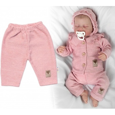 Baby Nellys Pletené kalhoty Hand Made Girl růžové