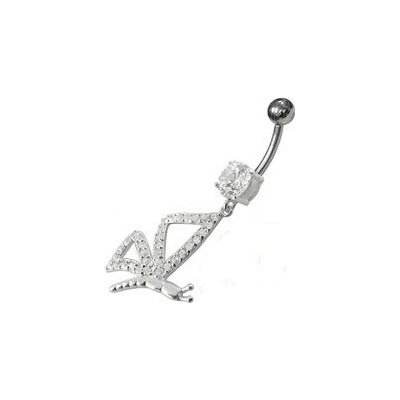Šperky4U stříbrný piercing do pupíku čiré zirkony BP01208-C