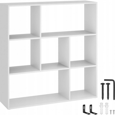 Tectake 405460 knihovna tartu se 7 otevřenými přihrádkami,104x29x107cm - bílá