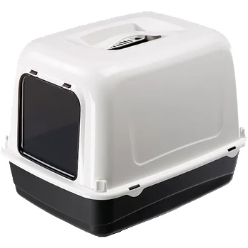 Ferplast Clear Cat 10 - Закрита кoтешка тоалетна със сито и борд, филтър с активен въглен, 47 x 36 x 35см