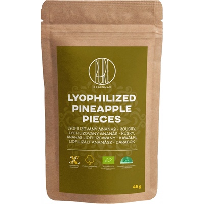 BrainMax Pure Lyophilized Pineapple Pieces Lyofilizovaný ananás kúsky BIO 45 g