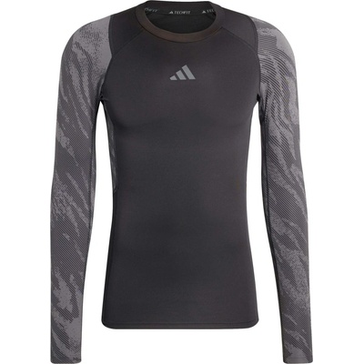 adidas pánské sportovní triko TECHFIT AOP LS TEE černá šedá – Hledejceny.cz