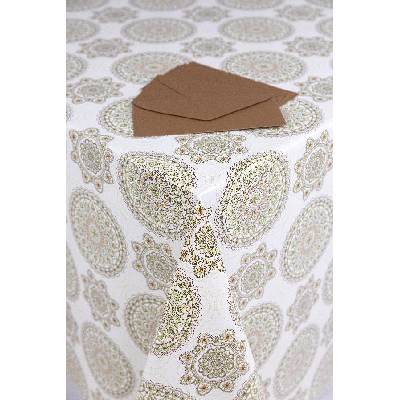 Obrus PVC 3673872 metráž, návin 20 m x 140 cm, ornamenty sivo-zelené, IMPOL TRADE