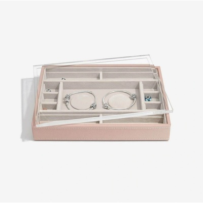 Stackers box na šperky s průhledným víkem Taupe Classic 2 Charm Bracelet Layer & Display Lid růžová